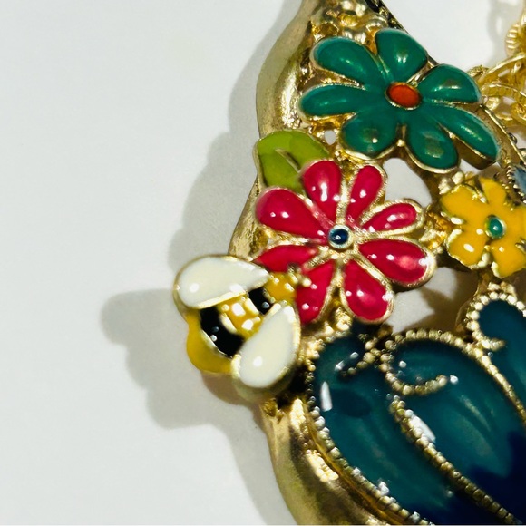 Butterfly Enamel Statement Necklace Large Pendant - Picture 6 of 10